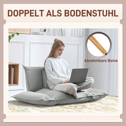 Lounge Stoel – Fauteuil – Zitzak – Relaxstoel – Vloerstoel – Verstelbaar – Zacht Kussen – Lichtgrijs