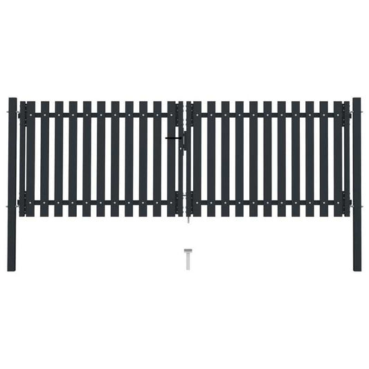 Dubbele Schuifpoort – Dubbele Vleugelpoort – Stalen Poort – Tuinpoort – Vleugelpoort Antraciet – Weerbestendig Staal – 306x150 cm Groot