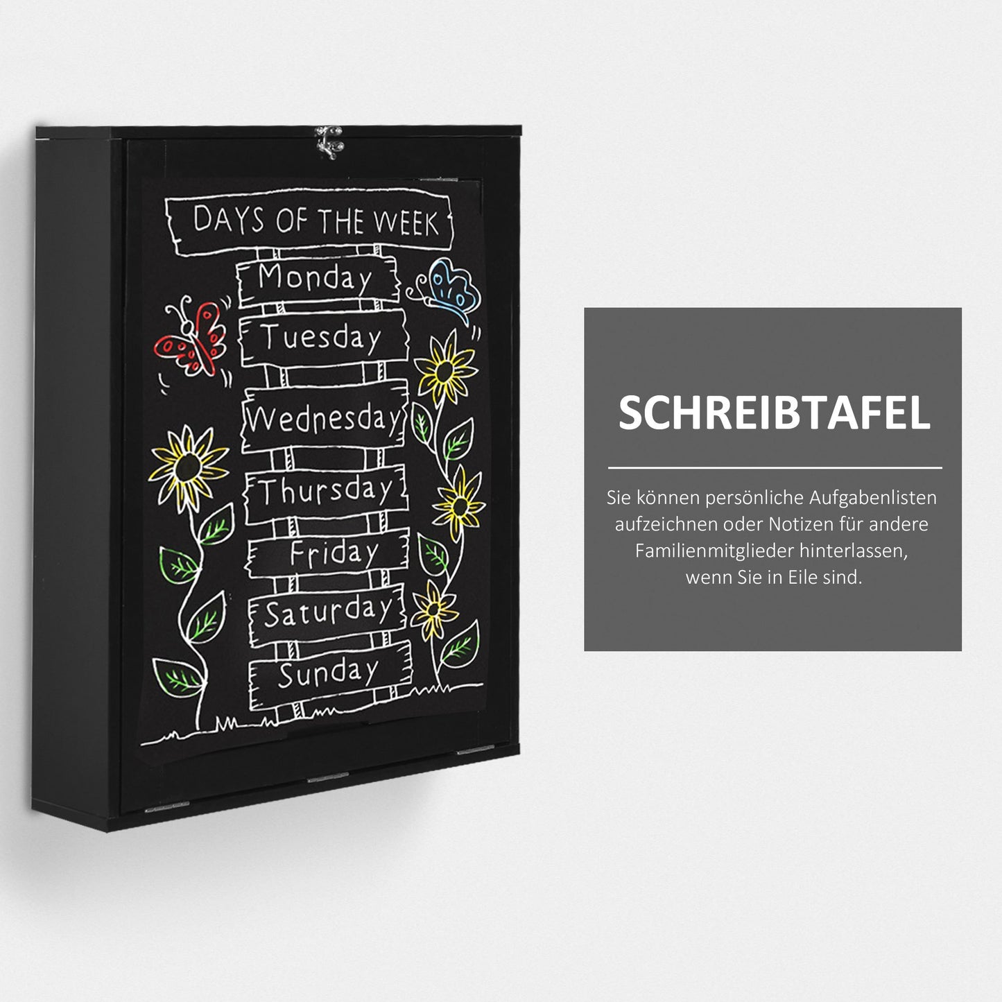 Opklapbare Wandtafel – Vouwbureau – Muurtafel – Inklapbare Werkplek – Slimme Opbergruimte – Ruimtebesparend – Robuust MDF Zwart 60x94,5x147 cm