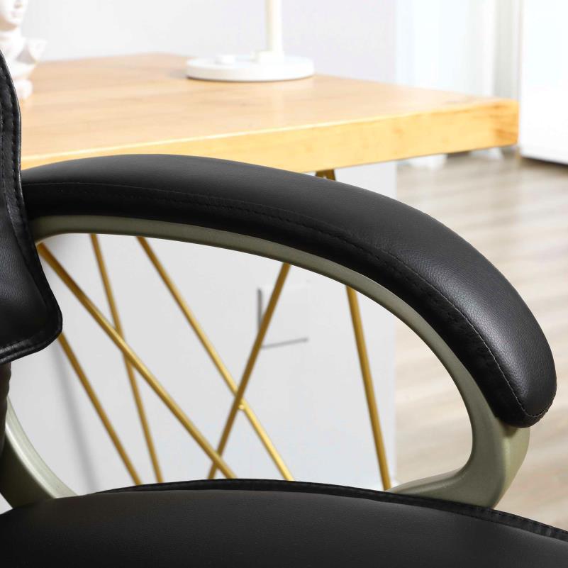 Bureaustoel – Ergonomische Stoel – Office Chair – Draaistoel – Bureaustoelen – Verstelbare Hoogte 114-124 cm – Zwarte Kunstleren Bekleding & Stevig PVC Frame