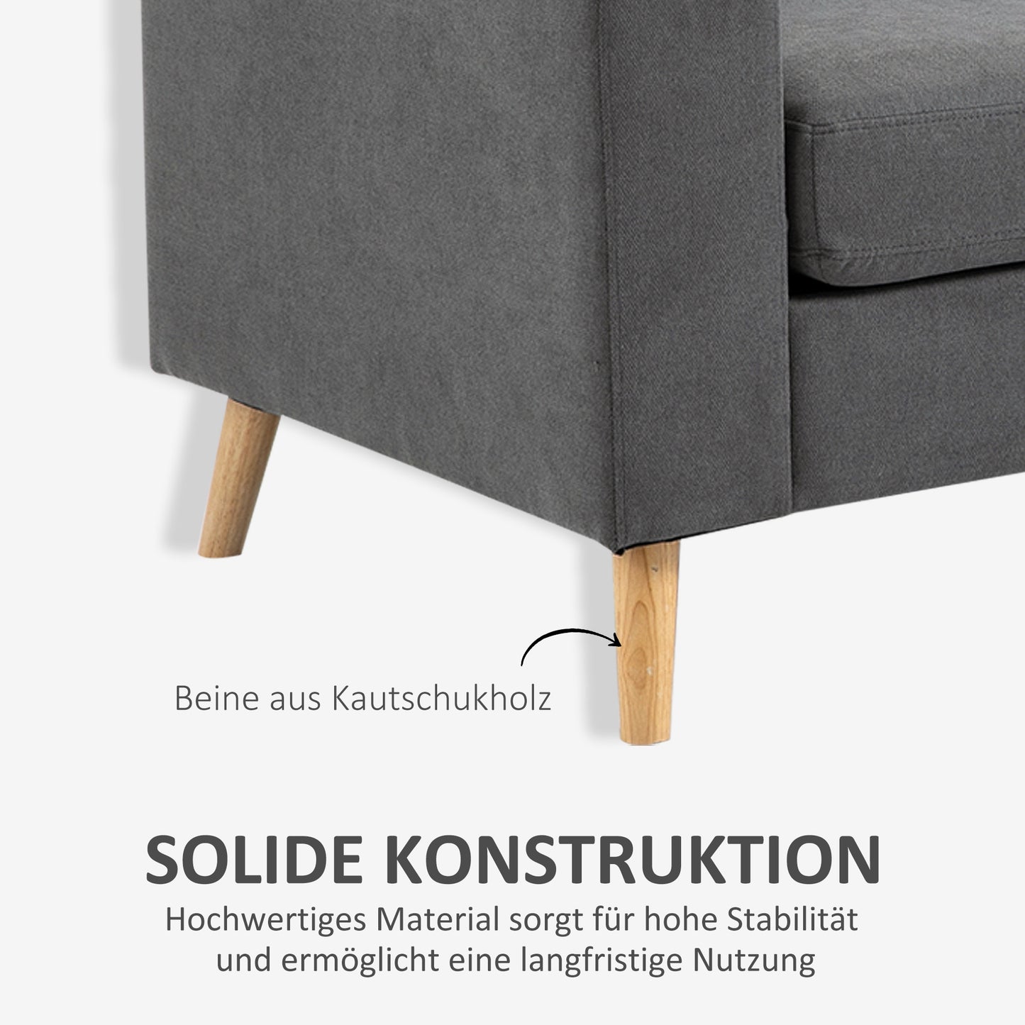 Hoekbank – Loungebank – Sofa – Hoeksalon – 3-Zitsbank – Linnen Look Stof – Chaise Longue – Stevig Houten Frame – 193x136x85 cm