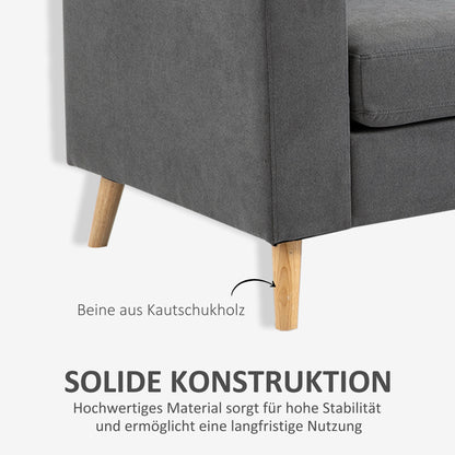 Hoekbank – Loungebank – Sofa – Hoeksalon – 3-Zitsbank – Linnen Look Stof – Chaise Longue – Stevig Houten Frame – 193x136x85 cm