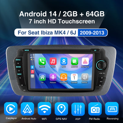 Autoradio – Auto Stereo – Multimedia Speler – Navigatiesysteem – In-Dash Unit – Android 14 – 7 Inch Touchscreen – 2GB RAM 64GB opslag – Draadloos CarPlay & Android Auto – AHD Achteruitrijcamera & DVR