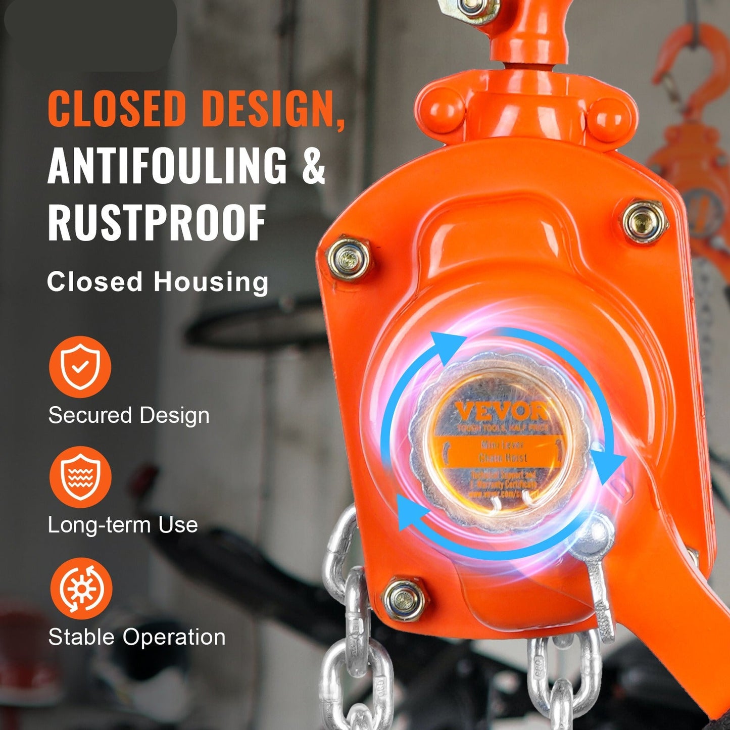 Kettingtakel – Handtakel – Levertakel – Hijstakel – Hijsblok – 1/2 Ton Capaciteit – G80 Gegalvaniseerd Staal – Dubbele Palrem – 360° Draaibare Haak