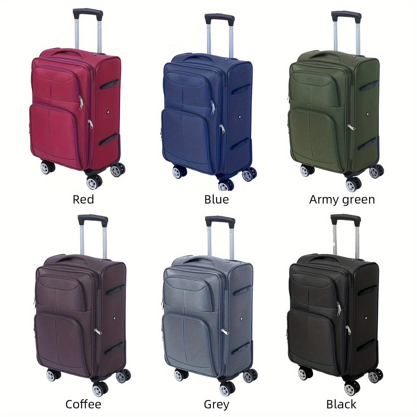 Reiskoffer – Kofferset – Bagageset – Trolley – Handbagage – 3-delig Military Green – Krasbestendig Oxford Materiaal – 360° Draaibare Zwenkwielen