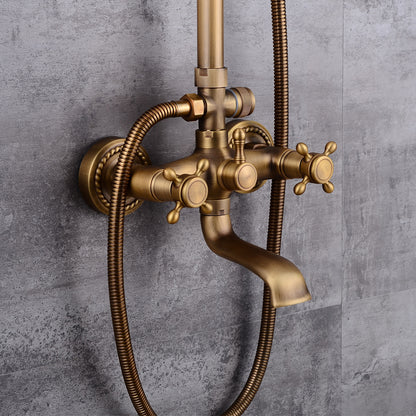 Doucheset – Regendouche – Handdouche – Douchekraan – Douchegarnituur – Messing Retro Design – Verstelbare Glijstang 7-100 cm
