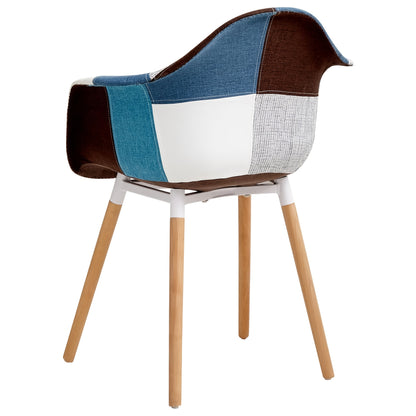 Eetkamerstoel – Stoel – Designstoel – Eetkamerstoel Met Armleuning – Zithoekstoel – Blauwgrijs Linnen – Ergonomische Rugleuning – Beukenhouten Poten