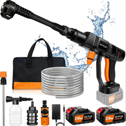 Hogedrukreiniger – Draadloze Hogedrukspuit – Accu Hogedrukreiniger – Mobiele Waterreiniger – Hogedrukapparaat – 2x Lithium-ion Batterijen – 45 Bar Druk & 5 Meter Waterslang