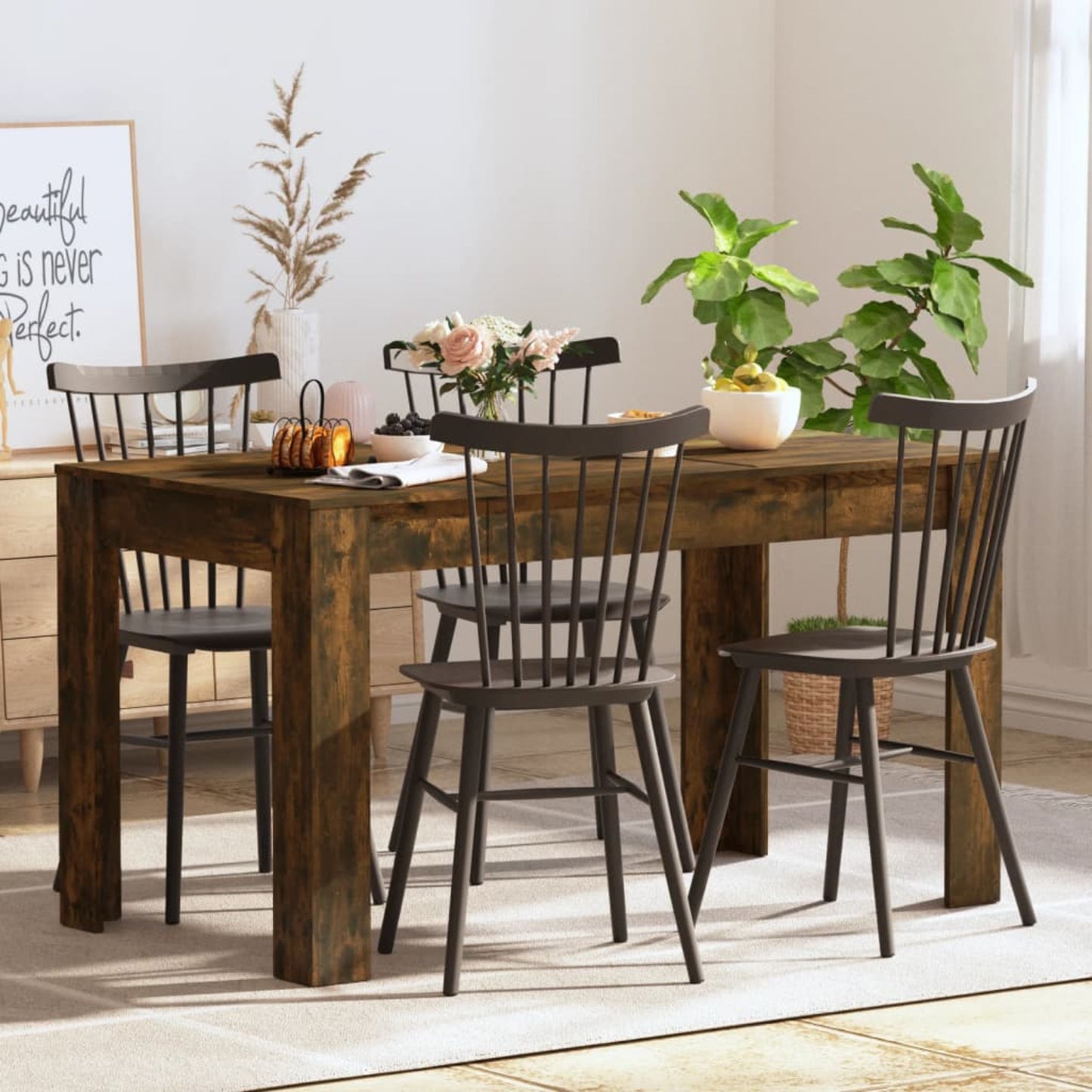 Eettafel – Keukentafel – Tafel – Woonkamertafel – Restauranttafel – Gerookt Eiken – 140x74,5x76 cm – Duurzaam & Onderhoudsvriendelijk