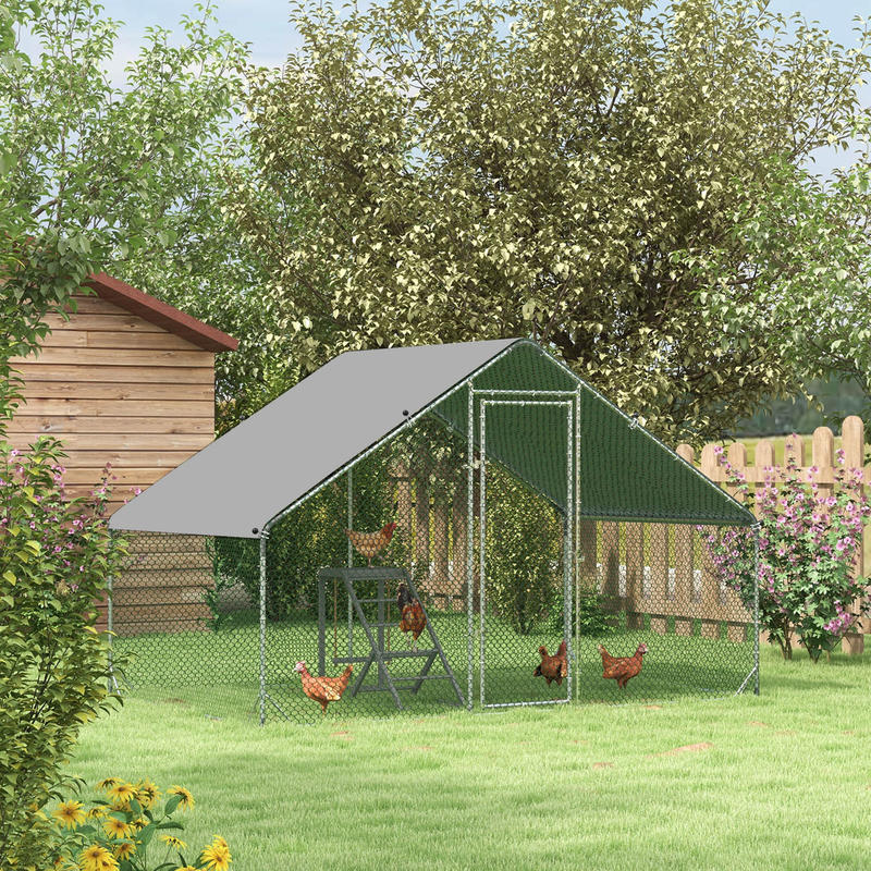 Large Heavy-Duty Metal Chicken Coop & Poultry House with Shade Roof, Free-Range Enclosure, Lockable Doors & Ventilation Mesh Walls - Outdoor Barn for 4-6 Chickens, Ducks, Rabbits (3x2x2m) - Easy Assembly, -Proof Design