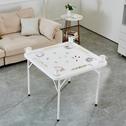Mahjongtafel – Speeltafel – Kaarttafel – Inklapbare Tafel – Bordspel Tafel – Waterbestendig PE Materiaal – 4 Bekerhouders & Chiplades