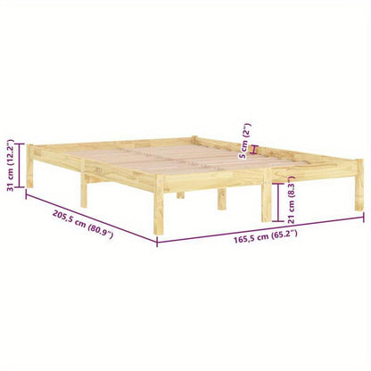 Bedframe Massief Houten Bedframe Slaapkamerbed Houten Ledikant Boxspringbed Brun – Massief Dennenhout – Geschikt Voor Matras 160 x 200 Cm