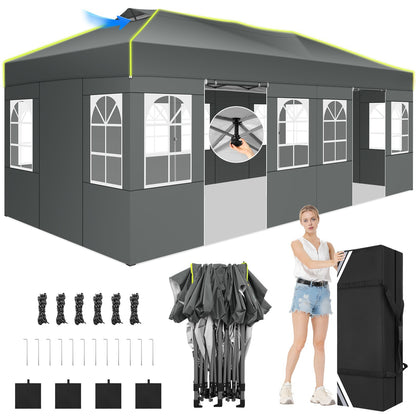 Paviljoen – Partytent – Tuintent – Pergola – Vouwtent – 3x6m – Oxford Doek – Eén-Klik Slotsysteem