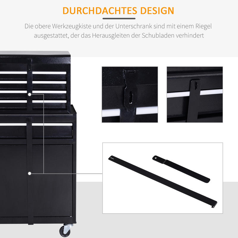 DURHAND workshop trolley tool cabinet tool box with 5 drawers 360° wheels metal 60 x 28 x 104.5cm tool box, Large Tool Box, Tool Bag, Garage Organization, Workshop Storage, Sturdy Construction, Industrial Design, Durable Met
