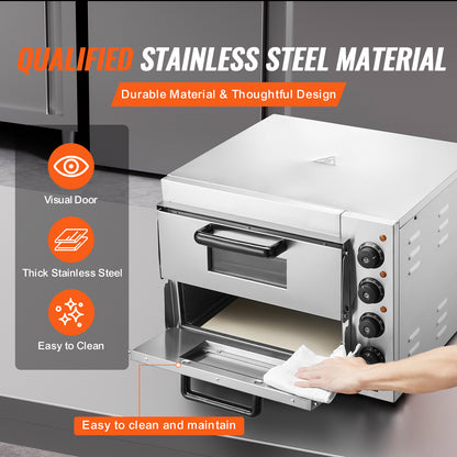 Pizzaoven – Elektrische Oven – Tafelmodel – Pizza Maker – Pizza Grill – RVS Materiaal – Geschikt Voor 16 Inch Pizza’s