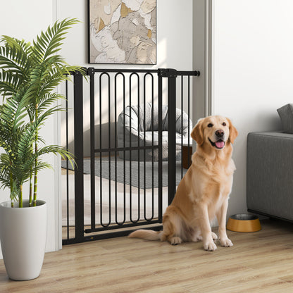 Deurbeveiliging Hondenhek – Traphekje – Huisdier Barrière – Honden Barrière – Verstelbaar Hek Zwart – 76-104 cm Breedte – Drukmontage Zonder Boren