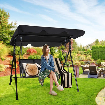Tuinschommel – Schommelbank – Tuinbank – Lounge Schommel – Buitenschommel – 3-Persoons – Stalen Frame – UV-Beschermde Zonnekap