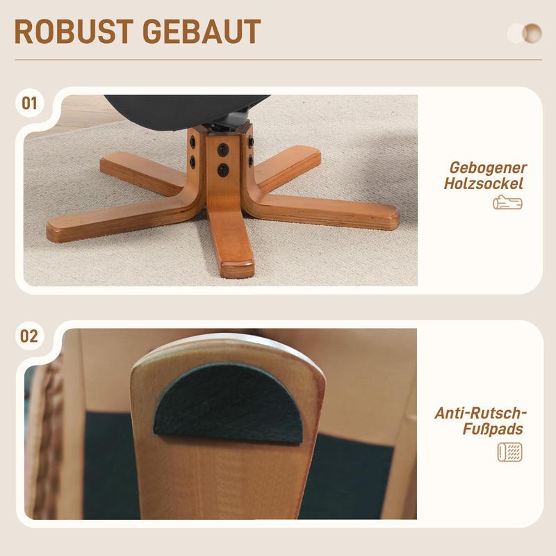 Ergonomische Relaxfauteuil – Relaxstoel – Lounge Chair – Zetel – Fauteuil Met Hocker – Verstelbare Rugleuning – Stevig Hardhout En Metaal Frame