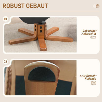 Ergonomische Relaxfauteuil – Relaxstoel – Lounge Chair – Zetel – Fauteuil Met Hocker – Verstelbare Rugleuning – Stevig Hardhout En Metaal Frame