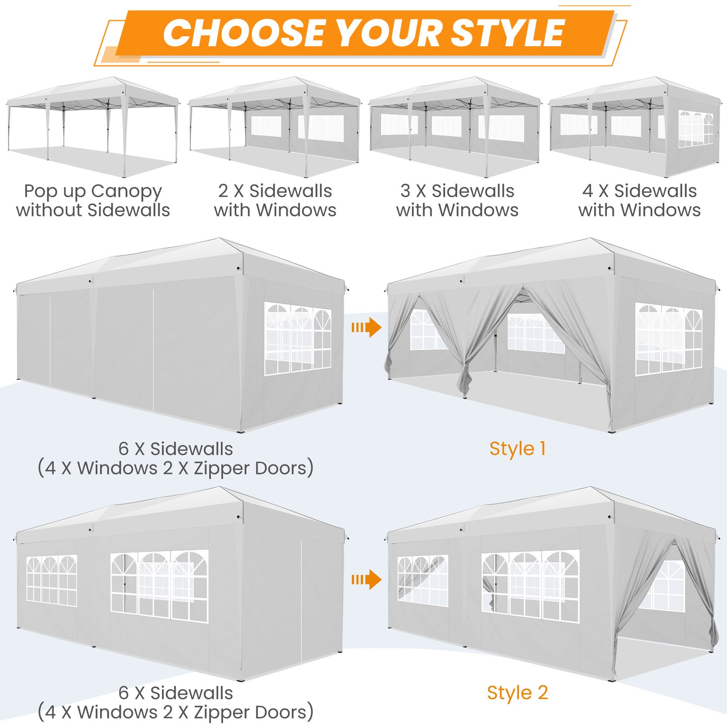 Partytent – Paviljoen – Feesttent – Tuinentent – Opvouwbare Tent – 3x6 m – 6 Zijwanden – Snelle Klikinstallatie