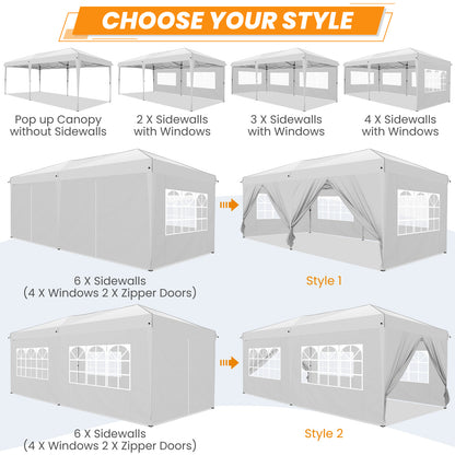 Partytent – Paviljoen – Feesttent – Tuinentent – Opvouwbare Tent – 3x6 m – 6 Zijwanden – Snelle Klikinstallatie