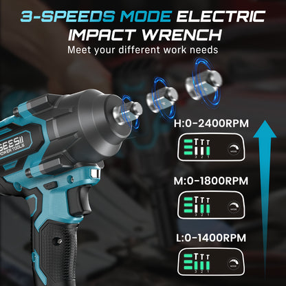 Slagmoersleutel – Slagschroevendraaier – Accu Slagmoersleutel – Impact Wrench – Draadloze Slagmoersleutel – 21V Lithium-Ion Accu – 1000 Nm Koppel