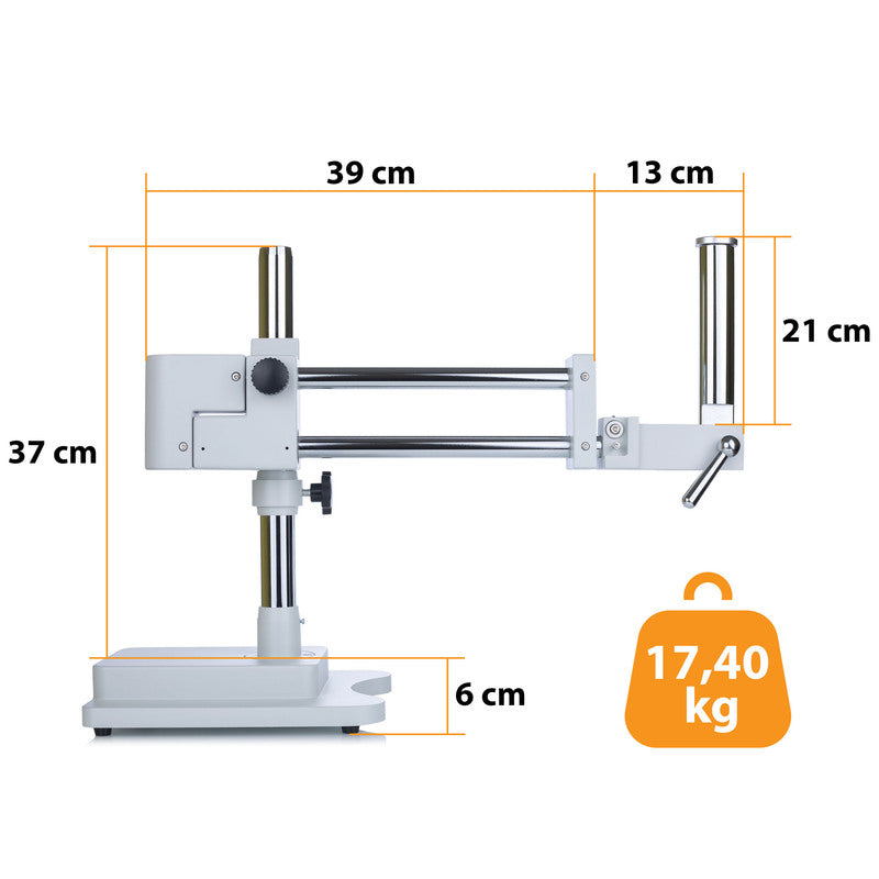 Microscoopstandaard – Microscoophouder – Beugel – Microscooparm – Microscoopbasis – Verstelbare Verticale Post 380 mm – Stevige Ruime Basis 210x260 mm