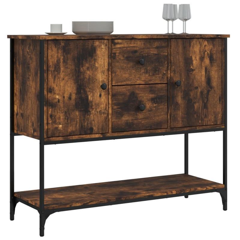 Sideboard 100x36x85cm processed wood, smoked oak Practical and removable