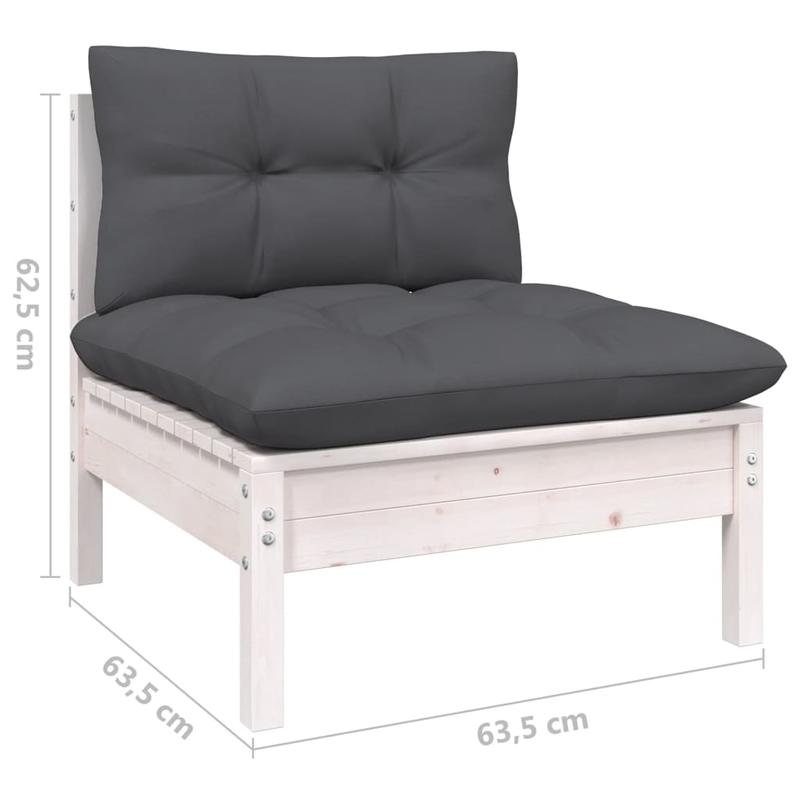 Loungeset – Tuinmeubelset – Buitenmeubels – Loungeset Buiten – Wit – Witte Dennenhout – Comfortabele Kussens – Flexibele Opstelling