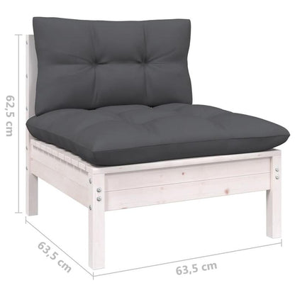 Loungeset – Tuinmeubelset – Buitenmeubels – Loungeset Buiten – Wit – Witte Dennenhout – Comfortabele Kussens – Flexibele Opstelling