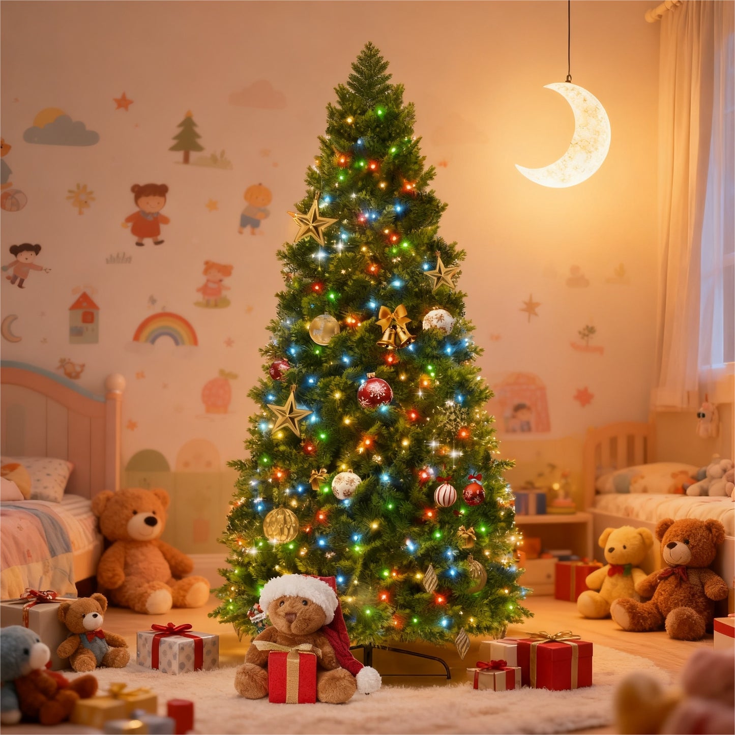 Kunstkerstboom – Kunstmatige Kerstboom – LED Kerstboom – Nepspar – Kerstboom 210 cm – Dimbare LED Verlichting – Stevige Metalen Standaard