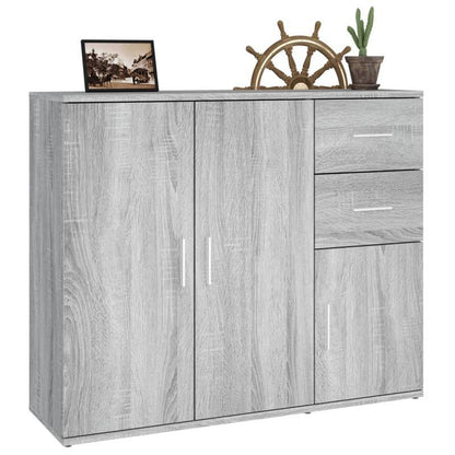 Dressoir – Opbergkast – Ladekast – Buffetkast – Wandkast – Bewerkte Houtlook – 91x29,5x75 cm – Grijs Sonoma Eiken