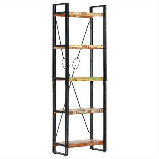 Boekenkast – Boekenrek – Vakkenkast – Opbergkast – Stellingkast – Massief Gerecycled Hout – 5 Planken – 60x30x180 cm – Staand Model