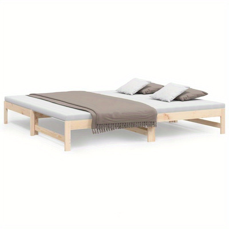 Daybed – Slaapbank – Bedbank – Uitklapbed – Steigerhoutbed – Verstelbaar – Massief Grenenhout – 2x 90x200 cm – Bruin