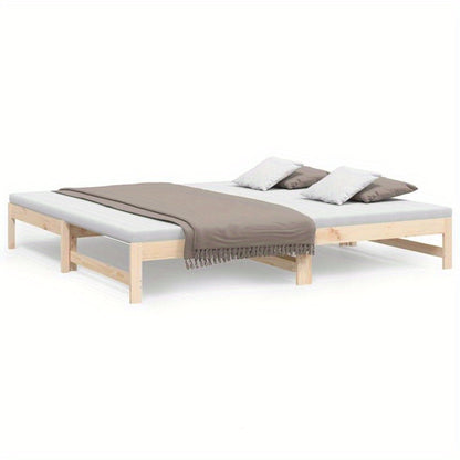Daybed – Slaapbank – Bedbank – Uitklapbed – Steigerhoutbed – Verstelbaar – Massief Grenenhout – 2x 90x200 cm – Bruin