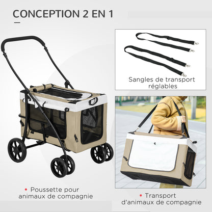 Dierenwagen – Hondenbuggy – Huisdierenwagen – Wandelwagen – Kattenbuggy – Opvouwbaar – Met Rem – 600D Oxford Stof – Max 10 kg