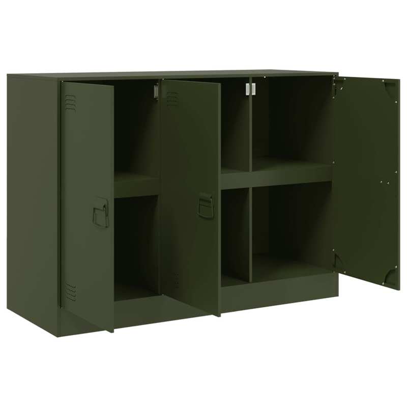 Simple Sideboard, Spacious Storage Cabinet with Display Shelf, Suitable for Kitchen, Living Room, Stylish Furniture, Offers Additional Storage Space and Home Decor, Ensures Safety. Dressoir 99x39x73 cm Steel Olive Green
