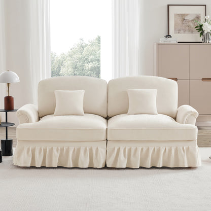 2-zitsbank – Tweezitsbank – Sofa – Zitbank – Bankstel – Chenille Bekleding – Verwijderbare Piping – Flared Armleuningen – Compact Modern Design
