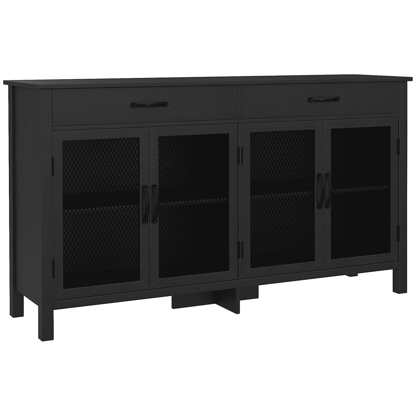 Lage Opbergkast – Dressoir – Tv-Meubel – Sideboard – Kast – Industrieel Design – Verstelbare Plank – Melamine Spaanplaat Zwart
