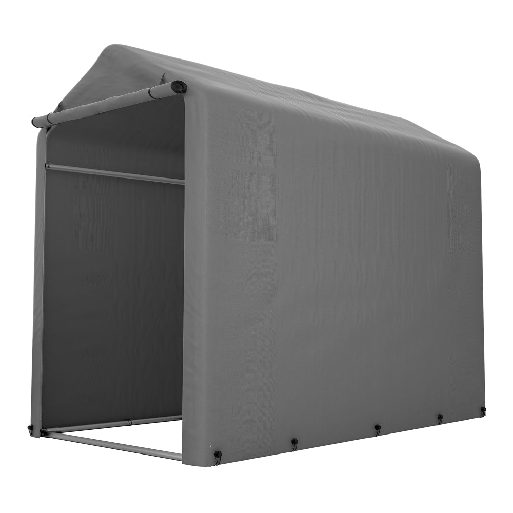 Fietsenstalling Tent – Opslag Schuur – Buitenopslag – Garage Tent – Tuinschuur – Donkergrijs – Ventilatieraam – Inclusief Vloermat 187x100x160cm