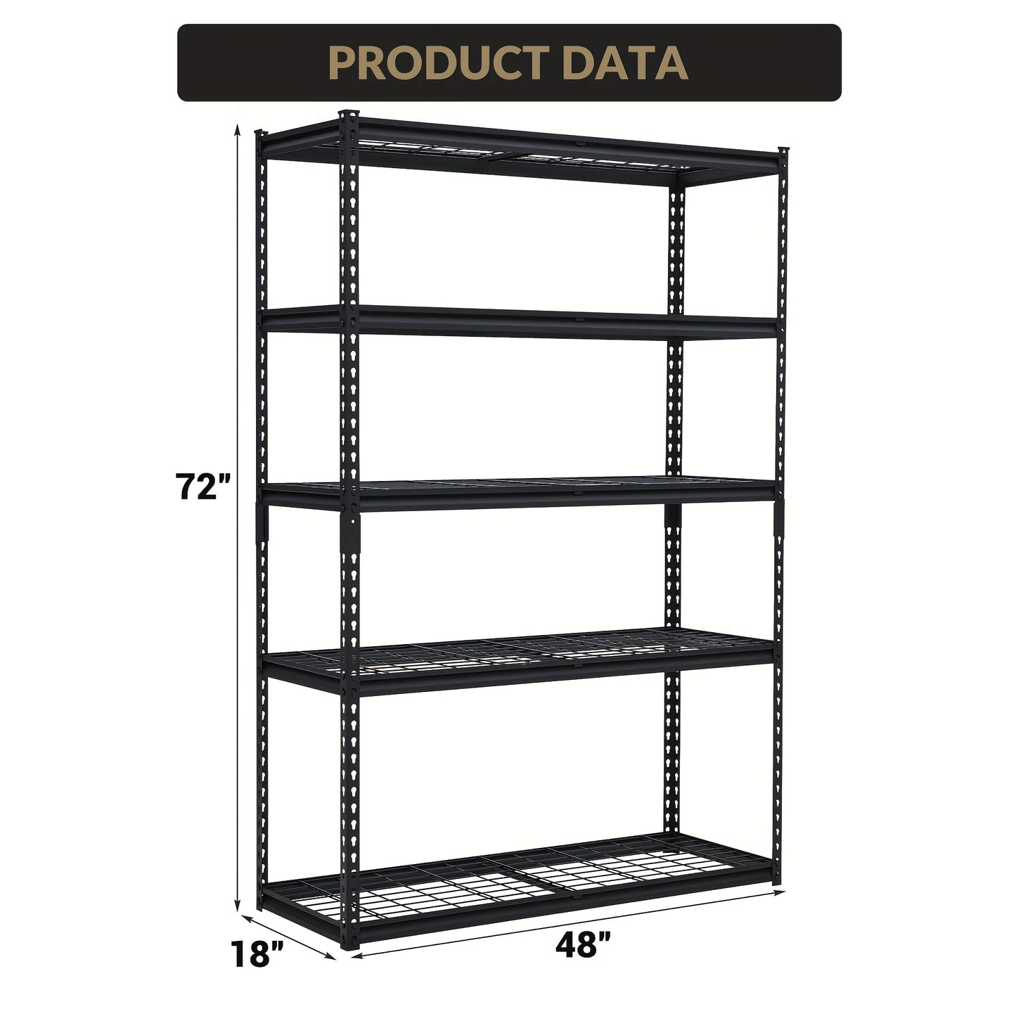 Heavy-Duty 5-Tier Steel Shelving Unit - 120x45x180cm Garage Storage Rack | Capacity for Home Use, Standing Shelf