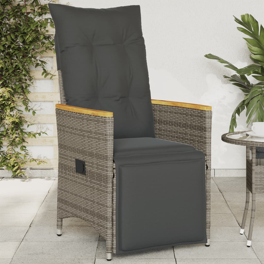 Tuinstoel – Verstelbare Tuinstoel – Balkonstoel – Loungestoel – Poly Rattan – Verstelbare Rugleuning – Afneembare Wasbare Kussens