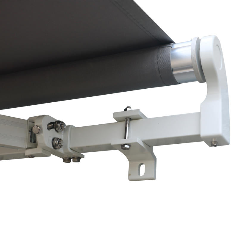 Articulated arm awning Adjustable clamp awning Patio awning 3.95 x 3m sun protection with crank, balcony awning, grey