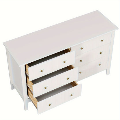 Ladekast – Ladenkast – Kommode – Dressoir – Opbergkast – 6 Ruime Lades – Krasbestendig Metalen Handgrepen – Wit – Modern Scandinavisch Design – Eenvoudige Montage – Grote Opbergruimte (≥3,2m³)