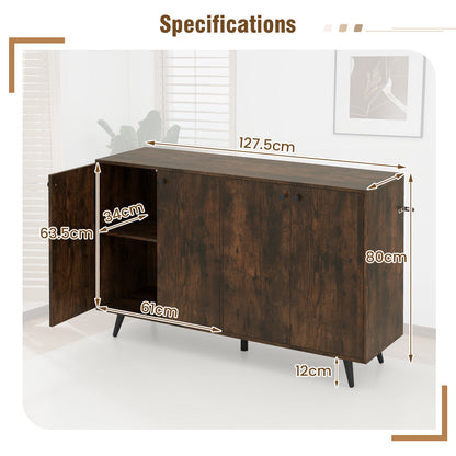 Scandinavisch Buffet – Dressoir – Opbergkast – Kast – Wandmeubel – Industrieel Design – Verstelbare Planken – Stevig Bovenblad 40 kg