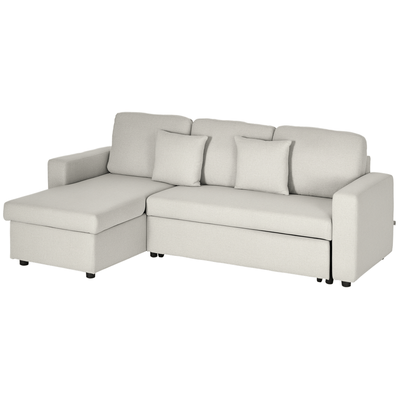 L-vormige Hoekslaapbank – Slaapbank – Hoekbank – Bankbed – 2-zits Sofa – Met Opbergruimte – Dik Foam – Metaal en Hout Frame