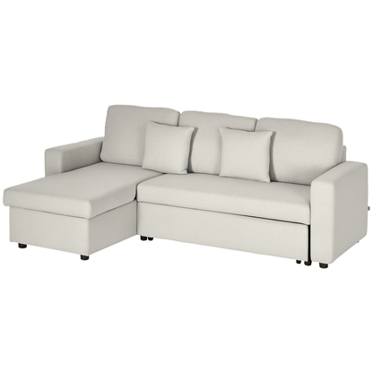 L-vormige Hoekslaapbank – Slaapbank – Hoekbank – Bankbed – 2-zits Sofa – Met Opbergruimte – Dik Foam – Metaal en Hout Frame