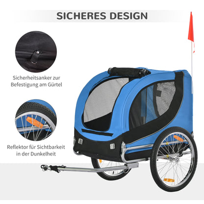 Fietskar – Fietsaanhanger – Bagagefietskar – Goederenaanhanger – Kinderfietskar – Stalen Frame – Veiligheidsanker – Maximaal 20 kg – Blauw Zwart