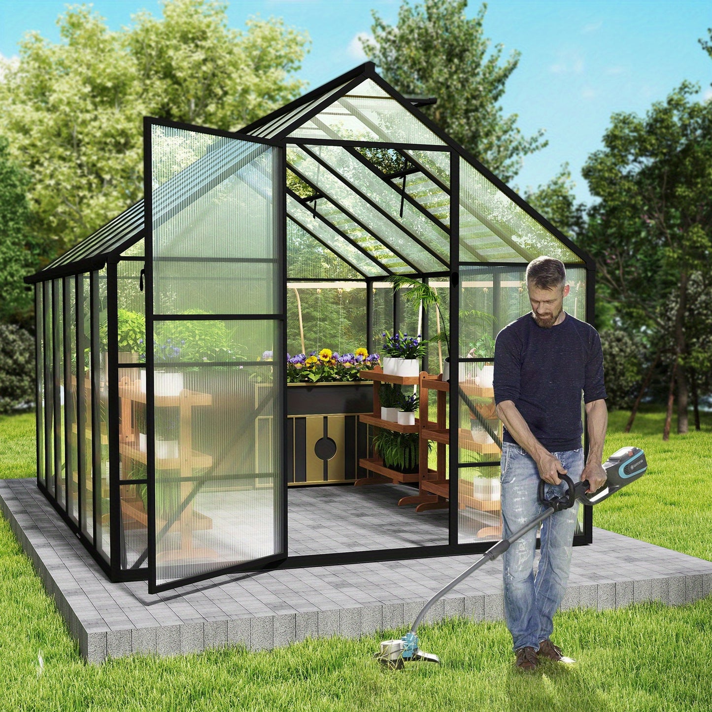 Aluminium Kweekkas – Serre – Groentekas – Plantenkas – Tuinkas – 310x250x205 cm – Stevig Aluminium Frame – PC Panelen Met Ventilatie