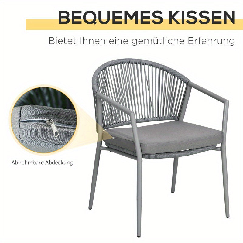 2-Persoons Tuinmeubelset – Loungeset – Balkonset – Terrasmeubilair – Buitenmeubels – Lichtgrijs – Compact Formaat – Weerbestendige Kussens
